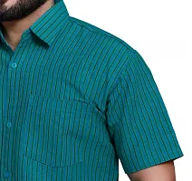 RAI's Men's Regular Fit Half Sleeves Gold Lining Khadi Cotton Shirt (40, Sea Green)-thumb3