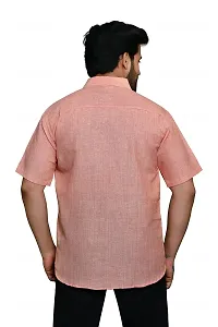 RAI's Men's Regular Fit Half Sleeves Light Self Khadi Cotton Shirt (44, Peach)-thumb1