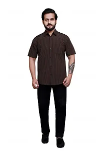 RAI's Men's Regular Fit Half Sleeves Gold Lining Khadi Cotton Shirt (44, Black)-thumb4