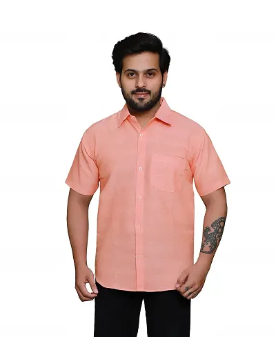 RAI's Men's Regular Fit Half Sleeves Plain Khadi Cotton Shirt