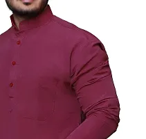 RAI's Men's Regular Solid Khadi Cotton Ethnic Wear Long Kurta (38, Purple)-thumb3
