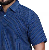 RAI's Men's Regular Fit Half Sleeves Gold Lining Khadi Cotton Shirt (44, Royal Blue)-thumb3