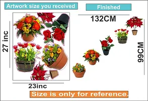 Sahaj Decor 91 cm 5 Pieces 3D Abstract Flower Pot Wall Sticker Standard Size 130x99 Cm Self Adhesive Sticker Pack of 1-thumb1