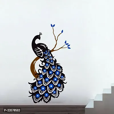 Sahaj Decor 58 cm Beautiful peacock on tree wall sticker size 49x91cm Self Adhesive Sticker Pack of 1-thumb4