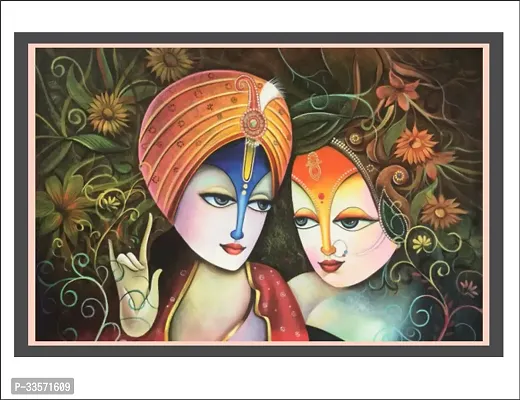 Sahaj Decor 48 cm decorative Radha krishna with multiclour poster size77x48 Self Adhesive Sticker Pack of 1-thumb0