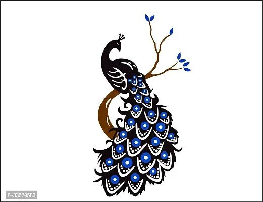 Sahaj Decor 58 cm Beautiful peacock on tree wall sticker size 49x91cm Self Adhesive Sticker Pack of 1-thumb0