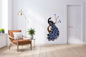 Sahaj Decor 58 cm Beautiful peacock on tree wall sticker size 49x91cm Self Adhesive Sticker Pack of 1-thumb2