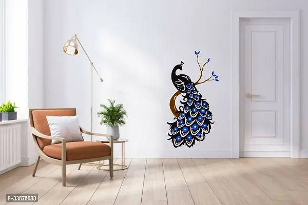 Sahaj Decor 58 cm Beautiful peacock on tree wall sticker size 49x91cm Self Adhesive Sticker Pack of 1-thumb3