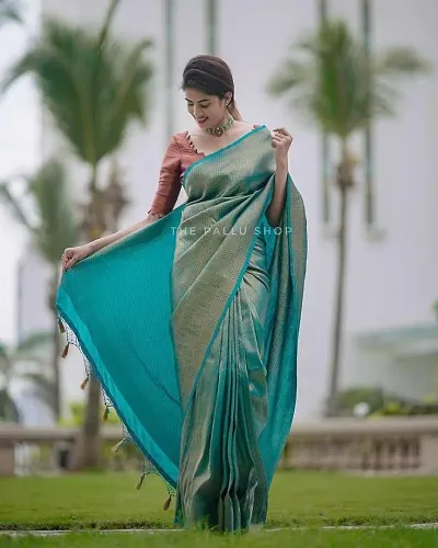 Silk Blend Woven Design Sarees with Blouse piece