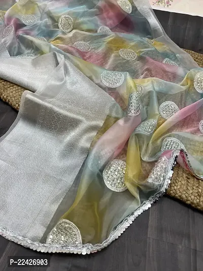 Stylish Organza Saree with Blouse piece For Women-thumb4
