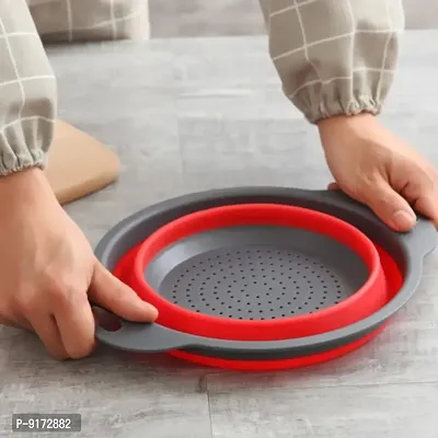 Silicone Round folding Strainer basket collapsible vegetable fruits pasta noodles washing strainer kitchen basket Bowl Collapsible Colander Collapsible Strainer-thumb0