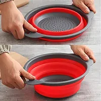 Silicone Round folding Strainer basket collapsible vegetable fruits pasta noodles washing strainer kitchen basket Bowl Collapsible Colander Collapsible Strainer-thumb1