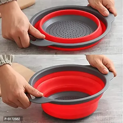 Silicone Round folding Strainer basket collapsible vegetable fruits pasta noodles washing strainer kitchen basket Bowl Collapsible Colander Collapsible Strainer-thumb2