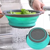 Silicone Round folding Strainer basket collapsible vegetable fruits pasta noodles washing strainer kitchen basket Bowl Collapsible Colander Collapsible Strainer-thumb3