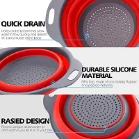 Silicone Round folding Strainer basket collapsible vegetable fruits pasta noodles washing strainer kitchen basket Bowl Collapsible Colander Collapsible Strainer-thumb4