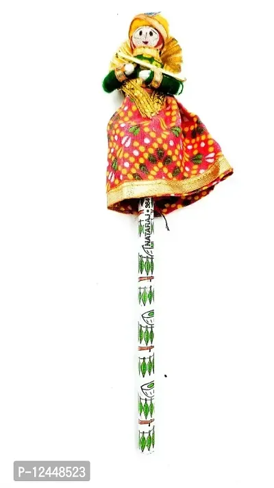 Rajasthani Puppet Pencil Pair Set and Designer and Fancy Wooden Pencils with Wooden Puppet Toy Pencil  (Set of 2, Multicolor)-thumb2