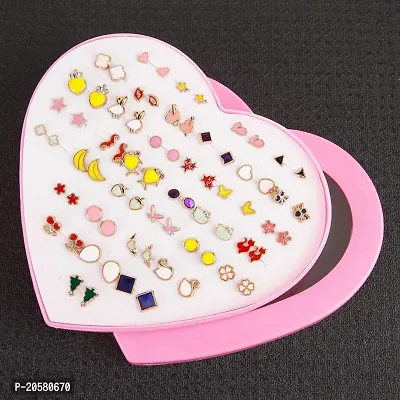 Bty Rolls Stylish And New Trendy Heart Shape Box 36 Pairs Of Earrings