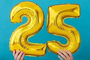 LuxaarSolid 25 Number Foil Balloon 17 Inch Balloon (Gold, Pack of 2)-thumb1