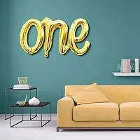 Luxaar Gold One Alphabet Script Foil Balloon for Birthday Anniversary Decor-thumb1