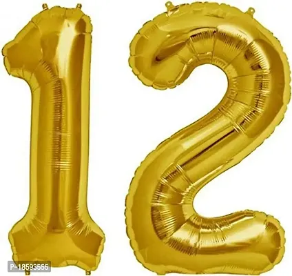 Luxaar 12 Number Foil Balloon 16 Inch Balloon (Gold, Pack of 2)