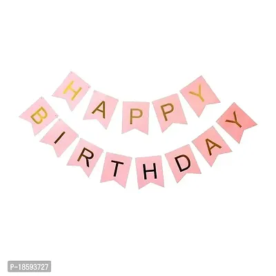 Luxaar Happy Birthday Banner Decoration for Birthday Celebration for All Age People with tag (Pink)-thumb0