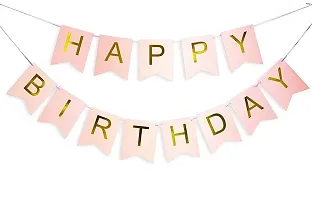 Luxaar Happy Birthday Banner Decoration for Birthday Celebration for All Age People with tag (Pink)-thumb2