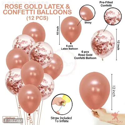 Luxaar Rose Gold Balloons Birthday Decoration Set -13Pcs Combo Kit with Happy Birthday Foil Balloon, Confetti, Metallic Balloons/ Rose Gold Balloons for Birthday Decoration Kit for Girls-thumb5