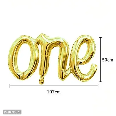 Luxaar Gold One Alphabet Script Foil Balloon for Birthday Anniversary Decor-thumb3