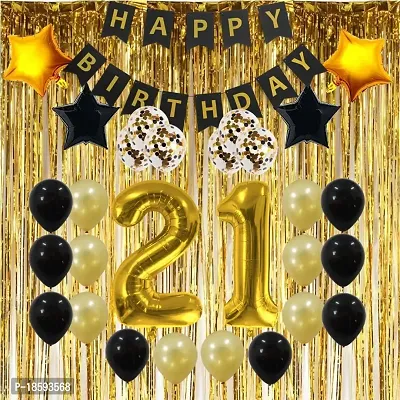 Luxaar Solid Golden '21' Numerical Foil Balloon??(Gold, Pack of 1)-thumb2