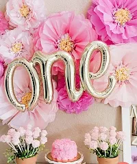 Luxaar Gold One Alphabet Script Foil Balloon for Birthday Anniversary Decor-thumb3