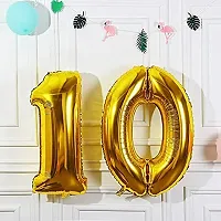 Luxaar Solid 10 Number Numeric Digit Gold Foil Balloon 16 Inch Party Decoration Supplies-thumb1