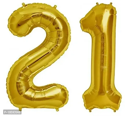 Luxaar Solid Golden '21' Numerical Foil Balloon??(Gold, Pack of 1)