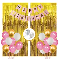 Luxaar Girls Happy Birthday Rubber Balloons Banner Curtains Decorations Kit- 93Pcs For Girl Baby Kids First Bday Decoration Items/Women Celebration/Pink Princess Quarantine Theme-thumb1