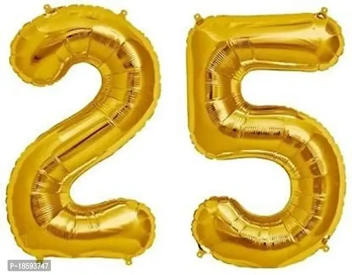 LuxaarSolid 25 Number Foil Balloon 17 Inch Balloon (Gold, Pack of 2)