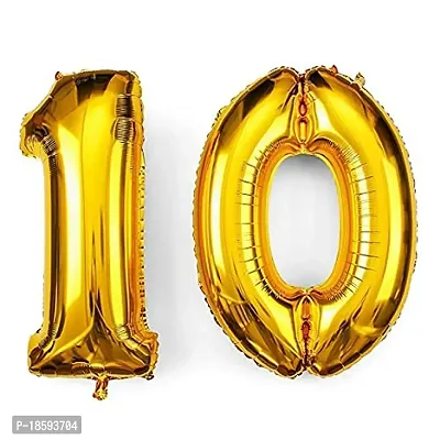 Luxaar Solid 10 Number Numeric Digit Gold Foil Balloon 16 Inch Party Decoration Supplies-thumb0