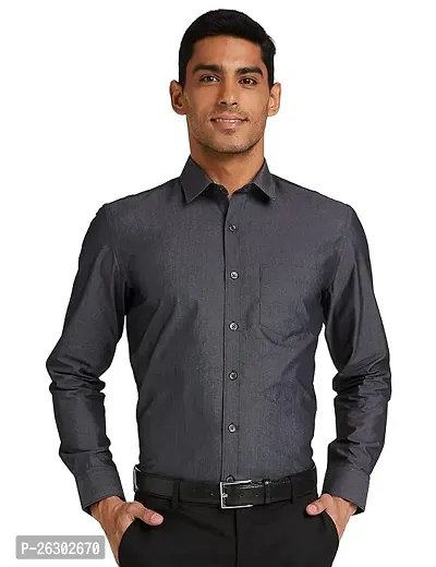 Stylish Black Cotton Long Sleeve Formal Shirts For Men