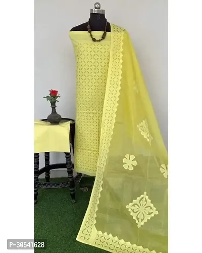 Elegant Cotton Applique Dress Material with Dupatta For Women