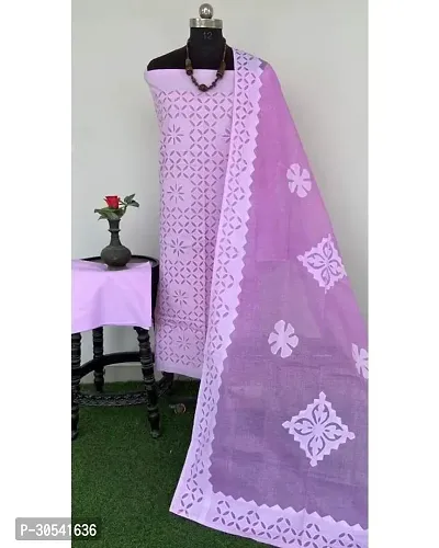 Elegant Cotton Applique Dress Material with Dupatta For Women