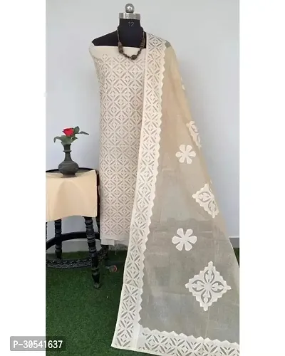 Elegant Cotton Applique Dress Material with Dupatta For Women