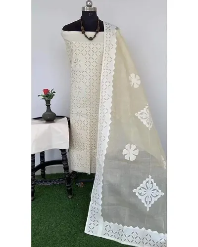 Elegant Applique Dress Material with Dupatta For Women