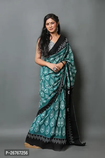 Beautiful Cotton Saree With Blouse Piece For Women-thumb0