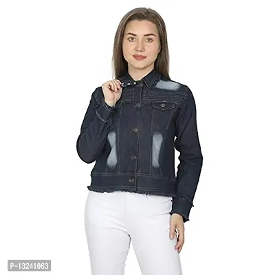 GSAMALL Stylish Latest Denim Lycra Blend Jacket For Women | RGH-BLACK-XL-thumb0