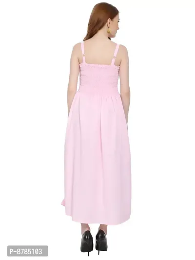 Elegant Pink Crepe Blend Self Design Straight Dresses For Women-thumb2