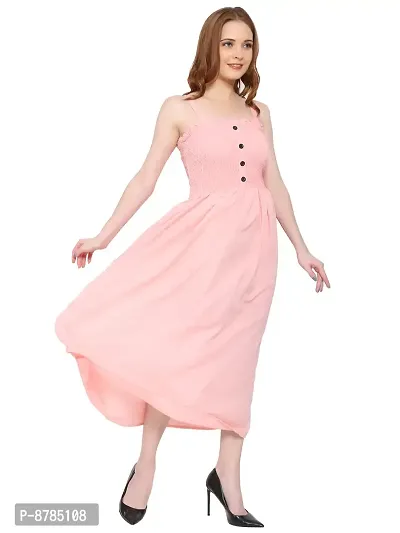 Elegant Peach Crepe Blend Self Design Straight Dresses For Women