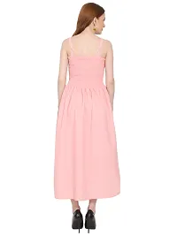 Elegant Peach Crepe Blend Self Design Straight Dresses For Women-thumb1