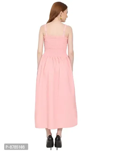 Elegant Peach Crepe Blend Self Design Straight Dresses For Women-thumb2