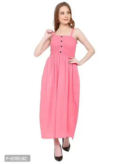 Elegant Pink Crepe Blend Self Design Straight Dresses For Women