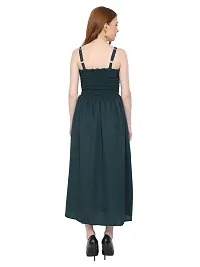Elegant Dark Green Crepe Blend Self Design Straight Dresses For Women-thumb1