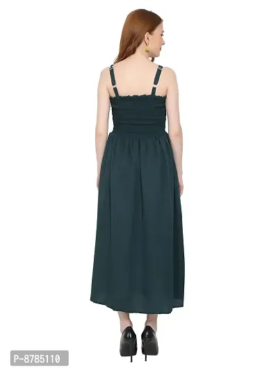 Elegant Dark Green Crepe Blend Self Design Straight Dresses For Women-thumb2