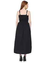 Elegant Black Crepe Blend Self Design Straight Dresses For Women-thumb1
